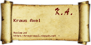 Kraus Axel névjegykártya